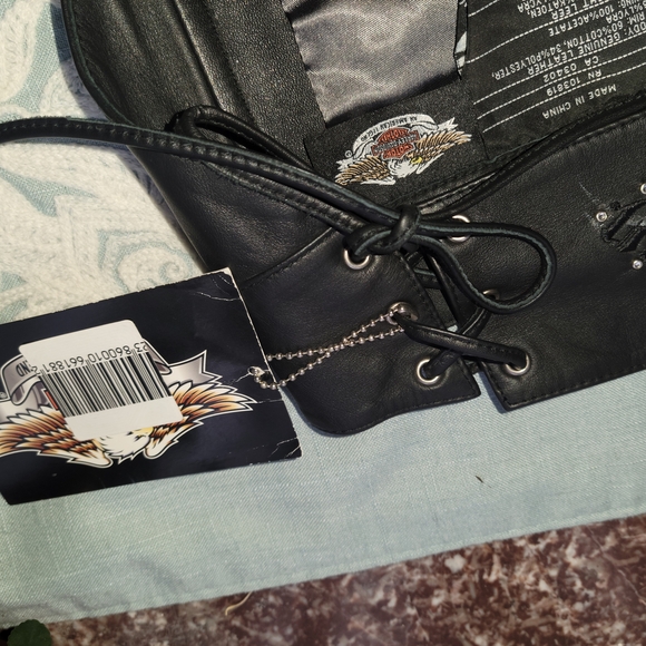 🔥NWT RARE "WICKED" Harley-Davidson Black Leather Flare Chaps with Skull Bling - Picture 10 of 15